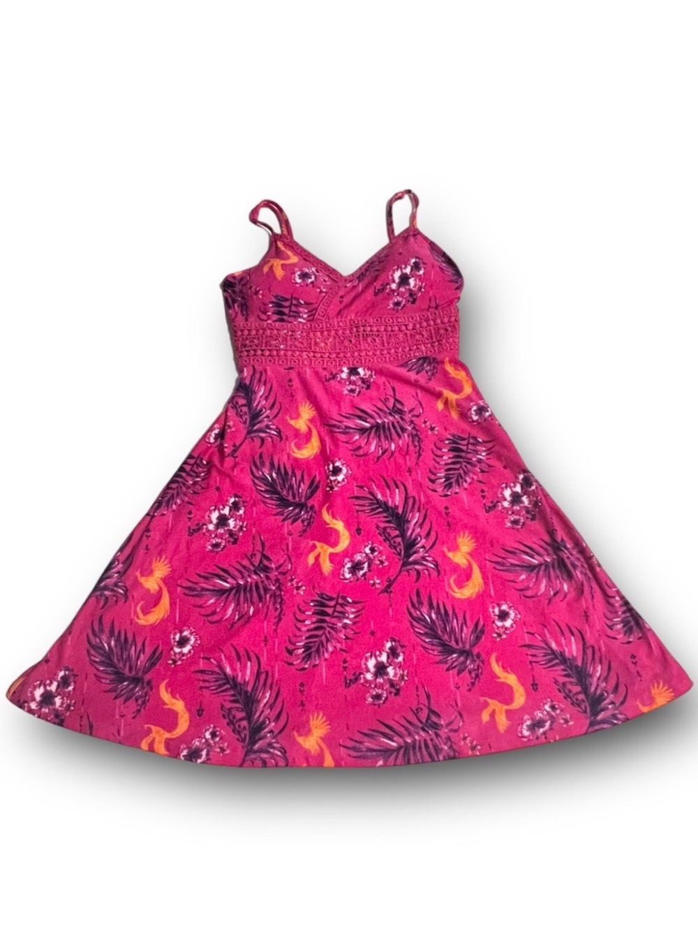 Mudd Hot Pink Floral Spaghetti Strap Sundress Removable Padded Bra Cups XS NWT